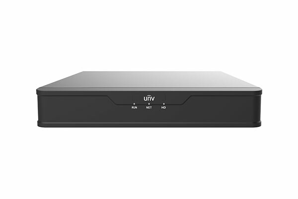NVR301-04S3-P4 Uniview - 4 csatornás. 4 POE-s rögzítő 1 HDD. 64Mbps rögzítési sávszélesség. H.265&4K