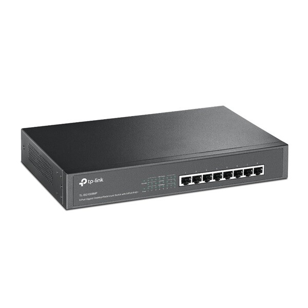 TL-SG1008MP TPLINK - Switch 8x1000Mbps (8xPOE+),  Fémházas Asztali/Rackes,  TL-SG1008MP