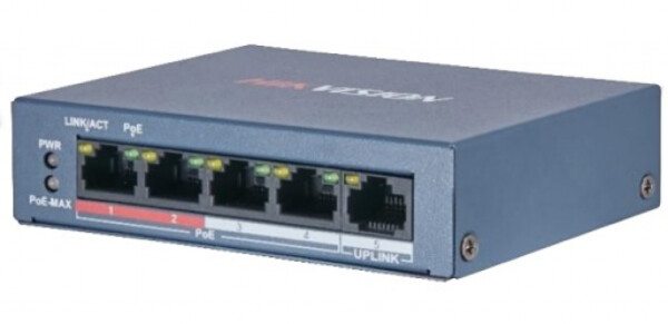 DS-3E0105P-E/M(B) Hikvision - 100M POE Switch , 35W, 4+1 port